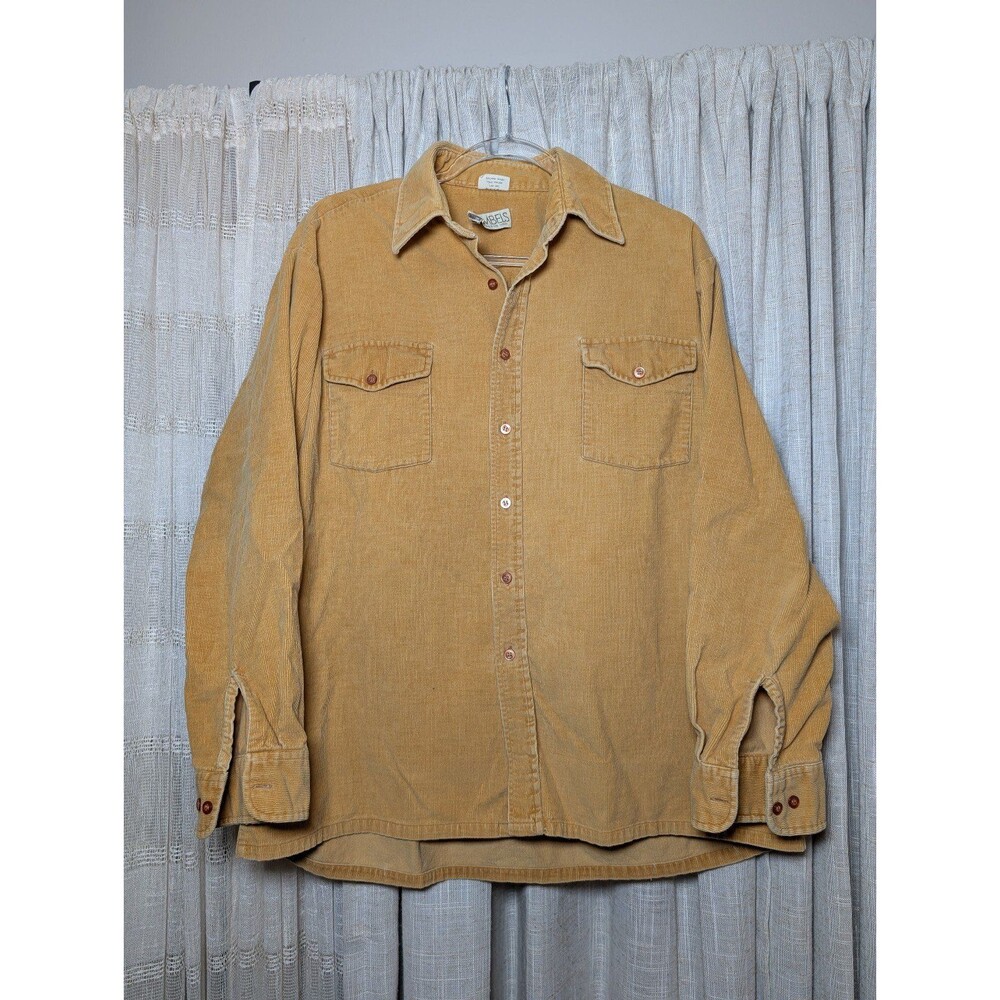 💐Gimbels Vintage Men's long Sleeve Shirt Mustard Yellow